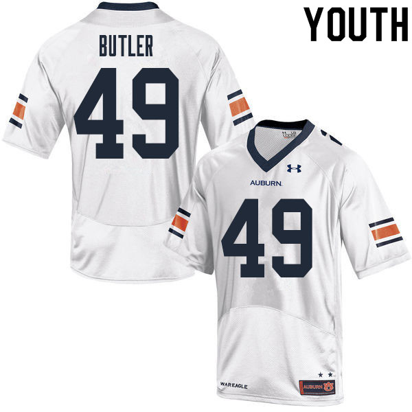 Youth Auburn Tigers #49 Dre Butler White 2020 College Stitched Football Jersey